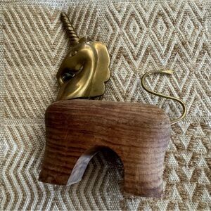 Vintage Brass and Wood Unicorn Figurine Boho Vibes